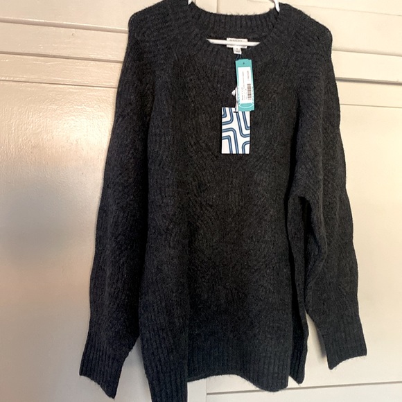 MARKET & SPRUCE NOVELTY STITCH CHUNKY CREWNECK DARK GREY SOFT SWEATER 🌟NWT🌟 - Picture 2 of 16